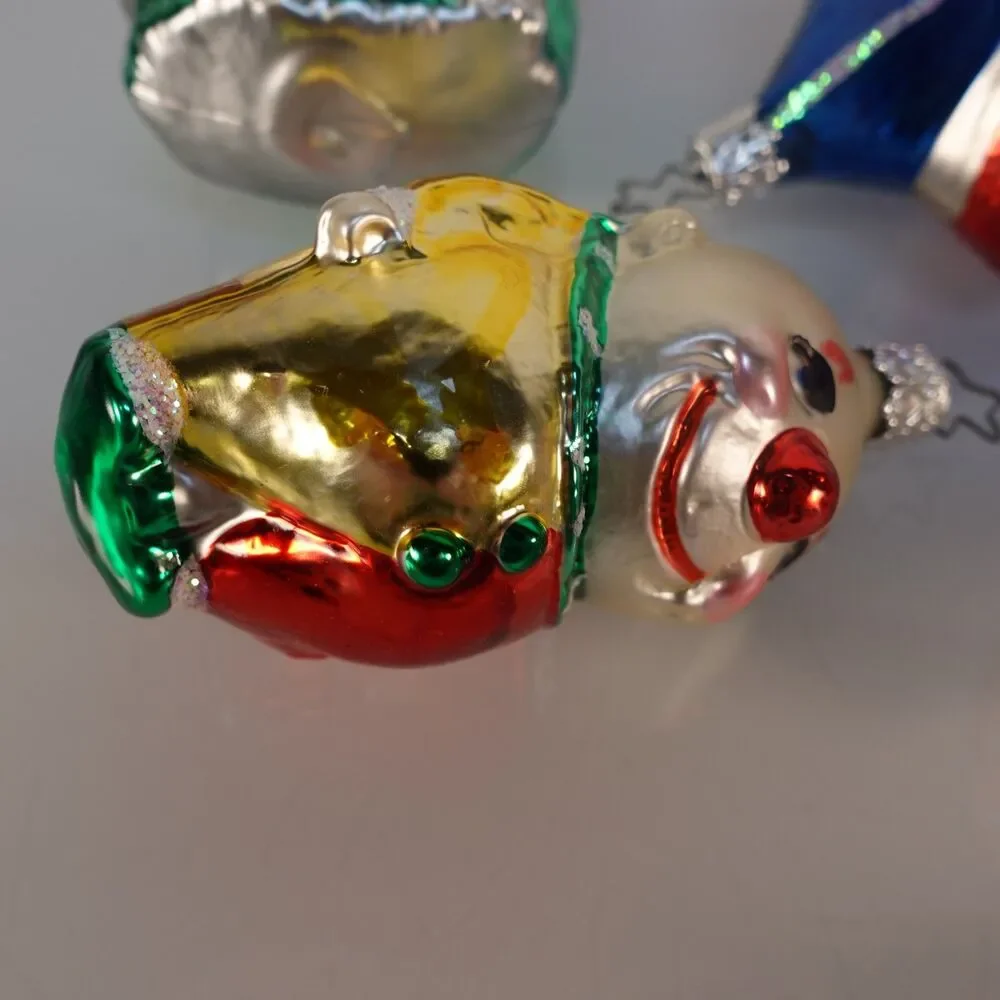 Lot of 7 Vintage Germany Inge Glas Blown Hand Painted Ornaments Boot Clown Pine